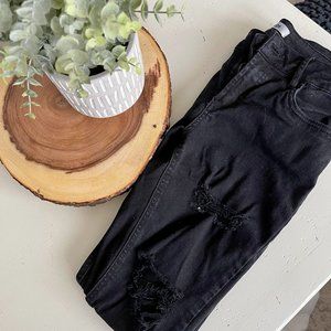 High Rise Distressed black skinny jeans